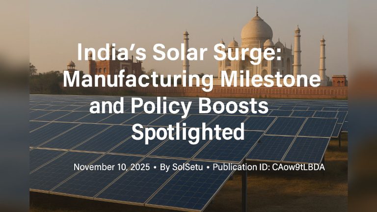 India’s Solar Surge: Manufacturing Milestone and Policy Boosts Spotlighted