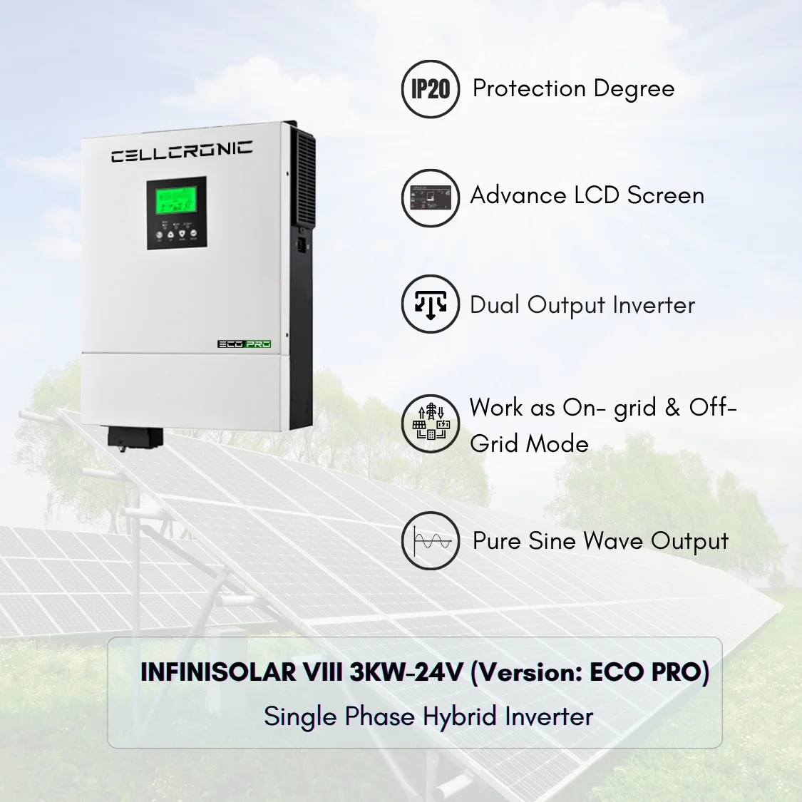 Cell Chronic InfiniSolar VIII 3KW-24V Single MPPT Hybrid Inverter (Version: Eco Pro) - Image 6