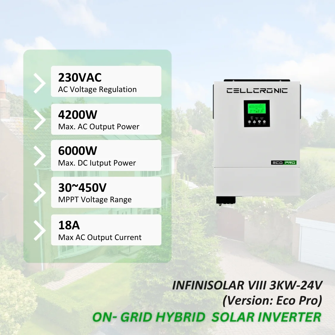 Cell Chronic InfiniSolar VIII 3KW-24V Single MPPT Hybrid Inverter (Version: Eco Pro) - Image 8