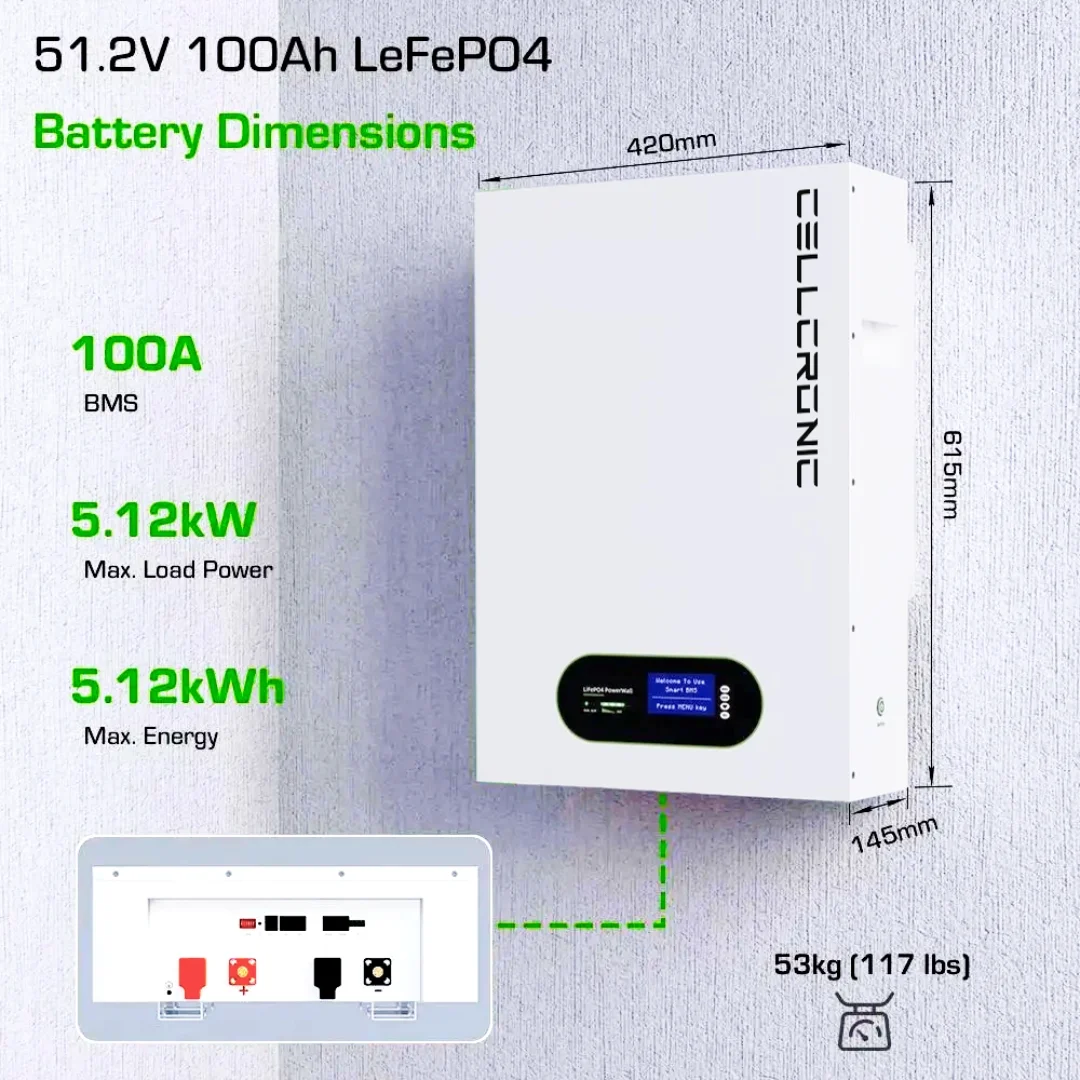 Cell Chronic Powerwall 2.0 ECO_100Ah-51.2V-5.12Kwh LiFePo4 Battery - Image 4