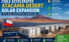 Chile is expanding utility-scale solar farms and battery energy storage systems across the Atacama Desert in 2026, strengthening renewable electricity generation and South America's clean energy leadership.
