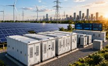 Modern electric vehicle charging station powered by solar energy with smart charging infrastructure and sustainable transportation technology.