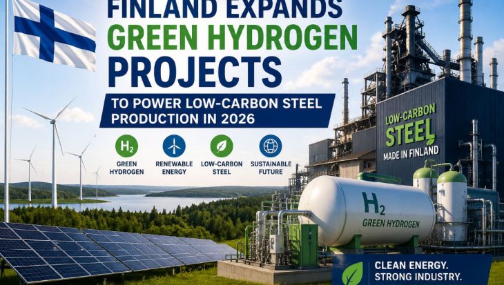 Finland is accelerating green hydrogen production and low-carbon steel manufacturing through renewable energy investments, supporting industrial decarbonization and Europe's clean energy transition in 2026.