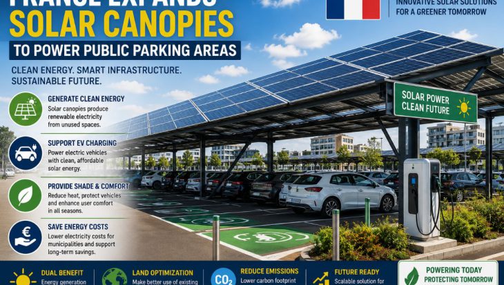 France is expanding solar parking canopies to generate renewable electricity, support EV charging, provide shaded parking, and maximize existing urban infrastructure for a sustainable future.
