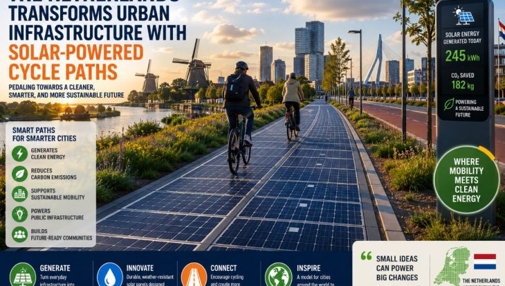 The Netherlands is pioneering solar-powered cycle paths that generate renewable electricity, promote sustainable transportation, and inspire smarter urban infrastructure worldwide.