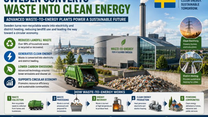 Sweden is transforming non-recyclable waste into electricity and district heating through advanced waste-to-energy plants, supporting a circular economy and reducing landfill dependence.